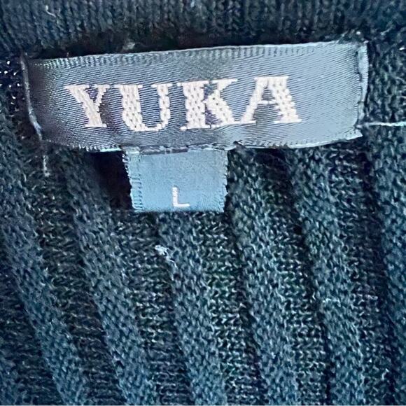 YUKA Little Black Ribbed Sleeveless Sheer Dress size Large (254) - Picture 5 of 7